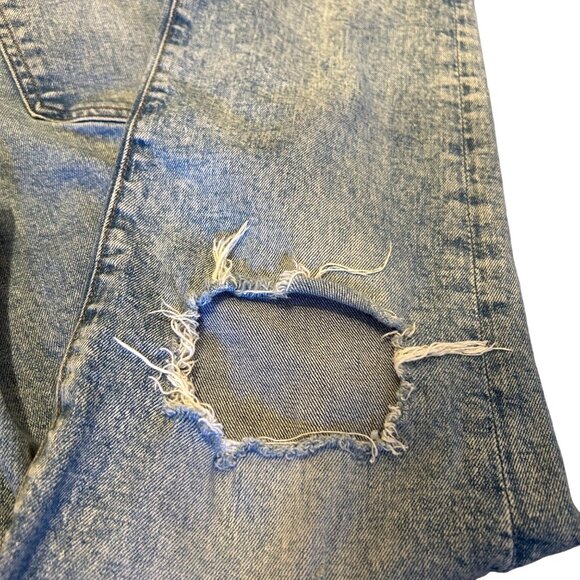 Express Light Wash High Rise Distressed Raw Hem Jeans 6R - Picture 4 of 7